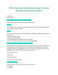 NR 511 Final Exam Chamberlain College of Nursing 
Questions and Answers Graded A
