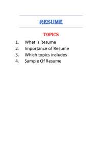 Resume & Resume Building Formate