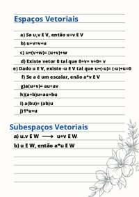 Resumo sobre Espaço e Subespaço Vetorial