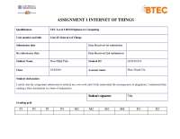 Assignment 1 Internet of Things