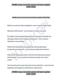CPNRE exam correctly answered latest update 2022/2023 | Exams Nursing ...