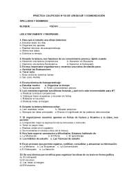 Práctica Calificada Nª 01 de Lenguaje y Comunicación - Prof. Melgarejo