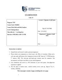 final of risk analysis