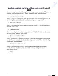 Medical surgical Nursing critical care exam 3 Latest 2023 | Exams ...
