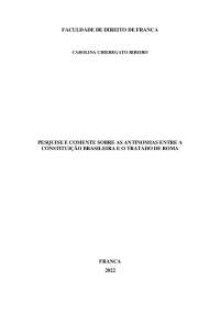 ANTINOMIAS ENTRE A CONSTITUIÇÃO BRASILEIRA E O TRATADO DE ROMA