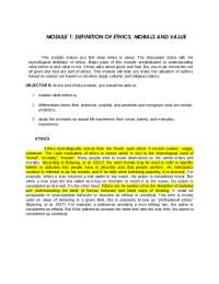Definition Of Ethics