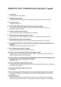RISPOSTE TEST 1 Mediologia - Capaldi (A.A. 2022-2023) | Prove d'esame ...