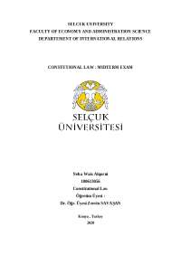 Constitutional Law Midterm Exam: Selçuk University