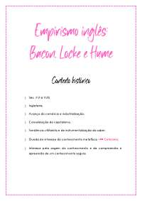 Empirismo inglês - contexto histórico - Locke, Hume e Bacon resumo completo
