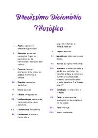 Breve Dicionário Filosófico Para Introdução à Filosofia
