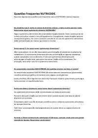 Questões frequentes NUTRICODE.
