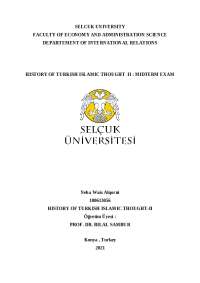 Selcuk University - Neba Wais Alqorni - History of Islamic Thought