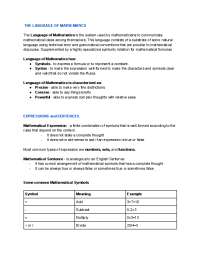 LANGUAGE MATHEMATHICS