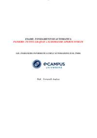 Paniere Fondamenti di Automatica prof. Tortorelli completo 226 quiz + 82 aperte
