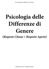 Psicologia delle Differenze di Genere - Paniere compilato eCampus