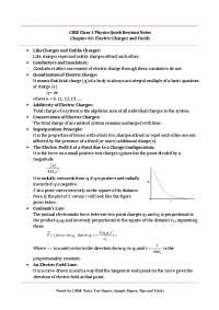 Physics notes for class 12 | Study notes Physics | Docsity