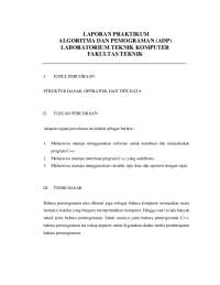 Laporan Praktikum Algoritma dan Pemrograman 1 Struktur Dasar, Operator, dan Tipe Data