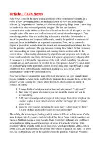Article about Fake News | Guide, Progetti e Ricerche di Inglese | Docsity