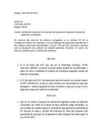 DERECHO DE PETICION PRA SOLICITAR EXAMENES MEDICOS