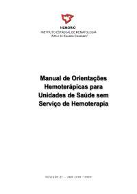 Manual de Orientações Hemoterápicas para Unidades de Saúde sem Serviço de Hemoterapia