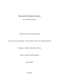 mapa mental de ingeniería de requisitos, engloba tipos de ciclos caracteristicas entre otr