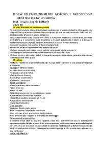 teoria dell'apprendimento motorio e metodologia didattica in età evolutiva prof Losavio