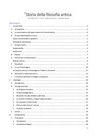 Sintesi del corso di Storia della filosofia antica Zatta Falcon Forcignanò Trabattoni
