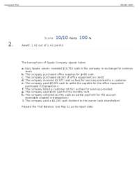 Spade Company Transactions and Trial Balance