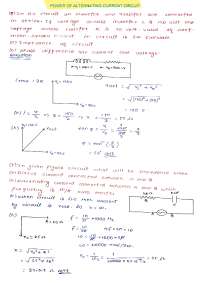 Power of alternating current circuit | Lecture notes Physics | Docsity