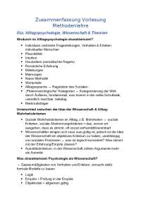 Zusammenfassung der Inhalte aus der Vorlesung Methodenlehre