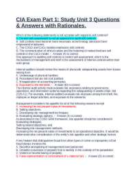 CIA Exam Part 1: Study Unit 3 Questions & Answers with Rationales ...