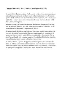 "AMORE LIQUIDO" DI ZYGMUNT BAUMAN (SINTESI)