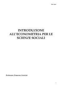 Introduzione all'econometria per le scienze sociali