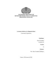 La lectura bárbara, de Alejandro Rossi (Comentario Explicativo)