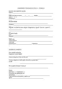 anamnese fonoaudiologica infantil