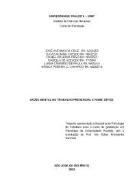 Saúde Mental no Trabalho Presencial e Home Office