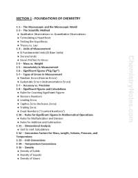 Foundation of chemistry | Study notes Chemistry | Docsity
