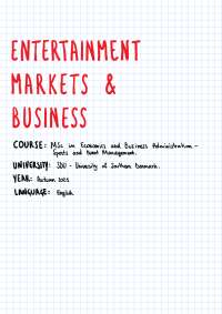 Entertainment Markets and Business Notes