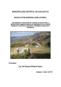 PERFIL DEL PROYECTO DE AGUA Y SANEAMIENTO EN LA TAHONA DISTRITO DE HUALGAYOC