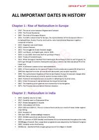 History class 10 cbse important dates of all chapters