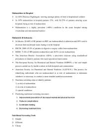 Malnutrition in Hospital and Nutritional Screening Tools