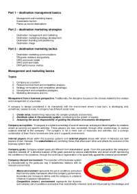 Destination Management and Marketing: Strategies, Tactics, and Branding - Prof. Rosati