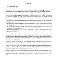 ENTREPRENEUR DEVELOPMENT NOTES OF Unit 1 BBA