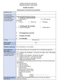Plano de Aula de práticas Experimentais