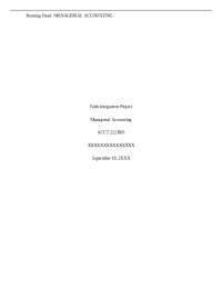 Managerial Accounting and Faith Integration