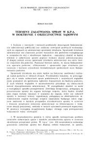 TERMINY ZAŁATWIANIA SPRAW W K.P.A. W DOKTRYNIE I ...