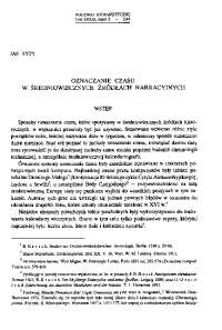 OZNACZANIE CZASU W ŚREDNIOWIECZNYCH ŹRÓDŁACH ...