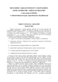 Sprawozdanie z zajęć prowadzonych w ramach projektu