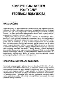 Konstytucja I System Polityczny Federacji Rosyjskiej