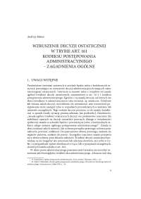 wzruszenie decyzji ostatecznej w trybie art. 161 kodeksu ...